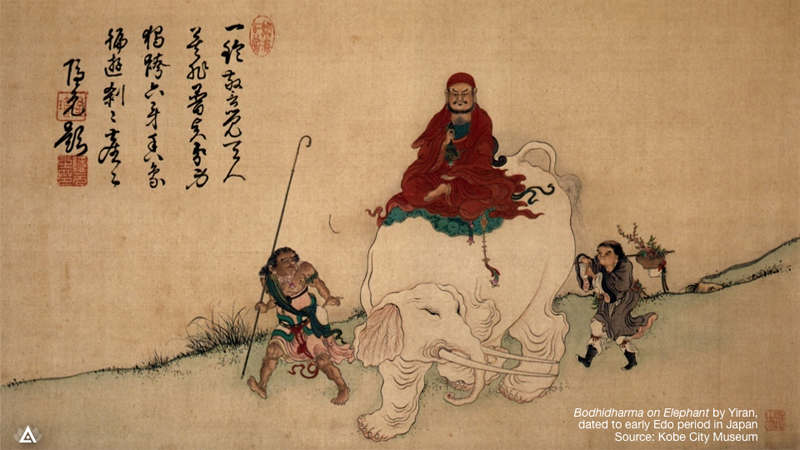 Bodhidharma on Elephant